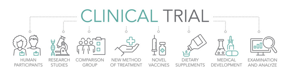 Clinical trial - thin line two-tone icon concept