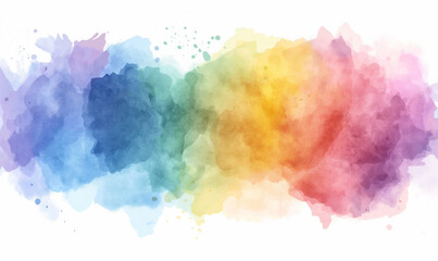 Abstract pastel watercolor background with a soft rainbow color splash
