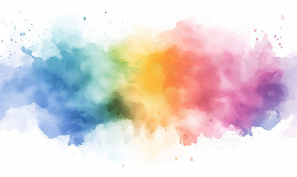 Abstract pastel watercolor background with a soft rainbow color splash