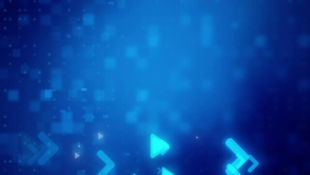 Shape with abstract geometric moving motion particles data binary code for technology futuristic background design. Clean digital element pattern with empty space animation video.