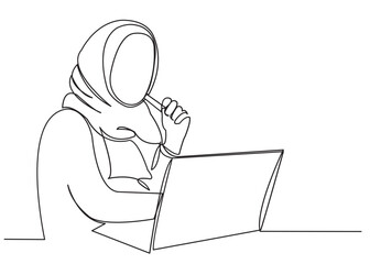 A Muslim woman works