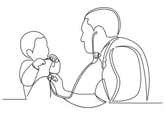 doctor listens to a boy with a stethoscope
