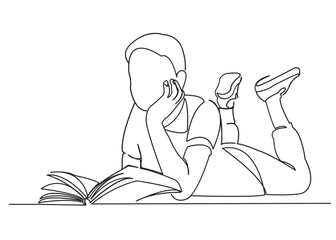 the boy is reading a book_01