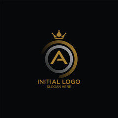 initial logo R with crown icon, initial logo R king