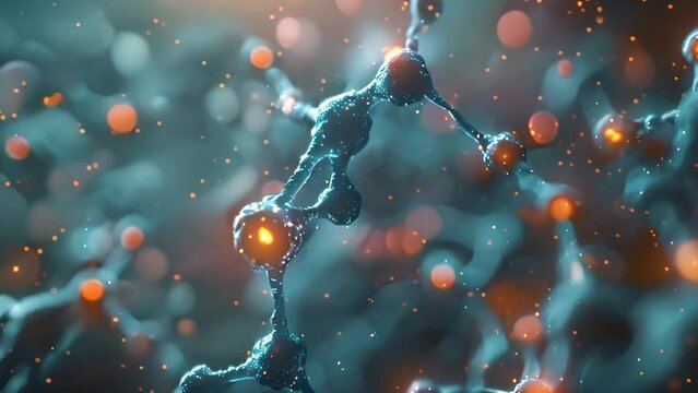 Neural connections represented with glowing nodes and connections against a dark background.