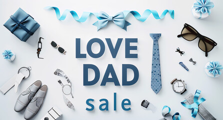 Father's Day celebration background adorned with a gift box mug calendar mustache heart shape illustration and vector