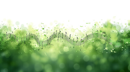 Musical track on a spring green background in watercolor style