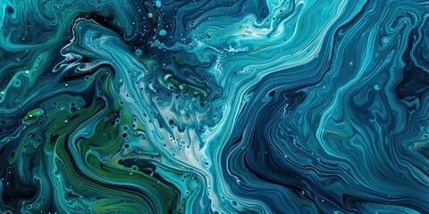 Obraz premium Abstract liquid art with swirling patterns of blue, green, and white colors