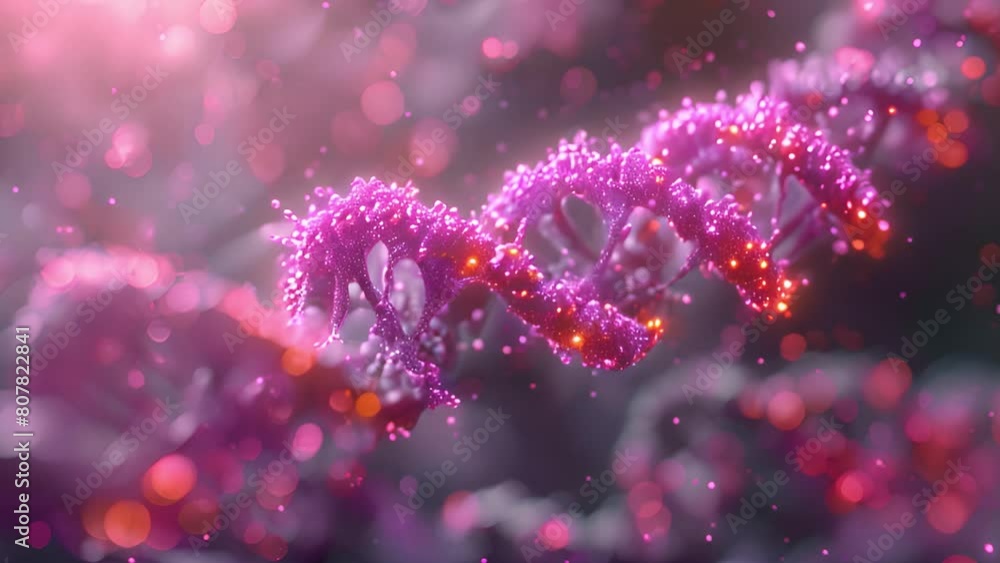 Poster close-up of a dna helix with shimmering lights illustrating genetic sequencing concepts.
