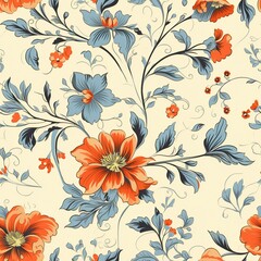 Watercolor vintage Flowers Patterns.