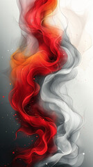 Red white smoke on black abstract waves