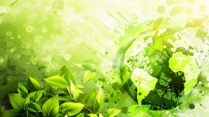 Abstract ecology background with green tones and nature elements for environmental conservation