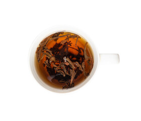 Tea Brewing Process in White Cup Isolated, Stages of Brewing Black Tea, Brew Ceremony, White Background