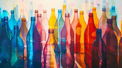 Overlapping silhouettes of plastic drinks bottles