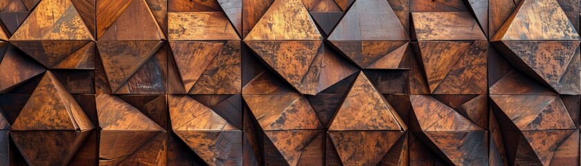 A wooden wall designed with a geometric pattern, adding depth and texture to the space 8K , high-resolution, ultra HD,up32K HD