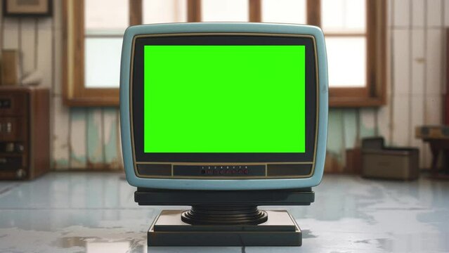 Stylish vintage TV with a unique grill front speaker design, placed on a polished surface in an elegantly decorated room.