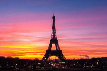 Beautiful view of famous Eiffel Tower in Paris, France. Paris Best Destinations in Europe.