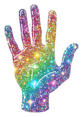 PNG Glitter hand sign flat sticker clothing apparel glove.