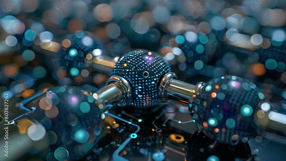 Poster close-up of nano-scale structures representing advanced technological connectivity.
