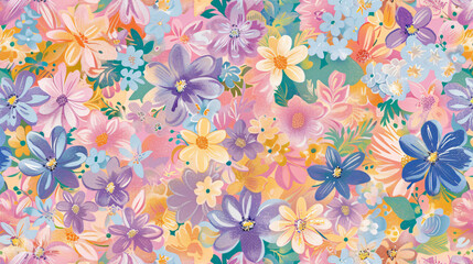 Pastel Floral Glitter Digital Pattern