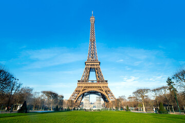Beautiful view of famous Eiffel Tower in Paris, France. Paris Best Destinations in Europe.