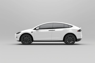 White car on grey background 