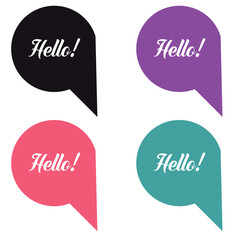  Hello. Banner, speech bubble, poster and sticker concept with text. Greet and hello symbol. Vector Illustration, Speech Bubble. eps 10