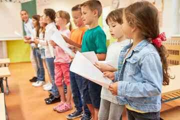 Students standing in row during choir practice