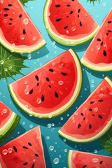 pattern of watermelon slices with soft colors