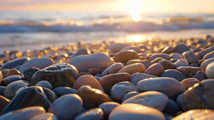 Fototapeta na wymiar Pebbles at the beach nature stones