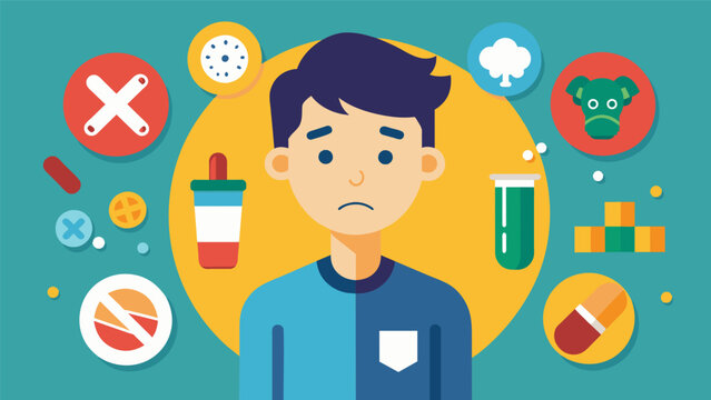 A teenager feeling peer pressure to try drugs but using the power of selfcontrol to say no and avoid dangerous behaviors.. Vector illustration