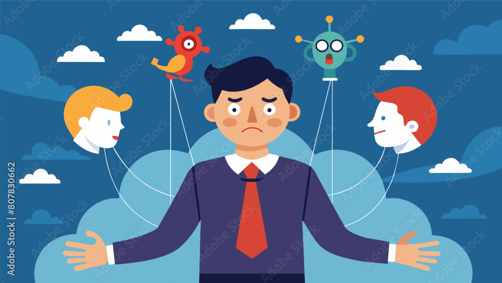 Aufkleber a persons own thoughts and emotions being manipulated and twisted by an internal puppet master of fe