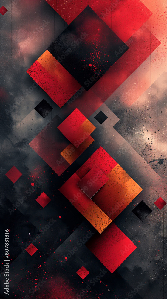 Poster red and black background abstract geometry pattern artwork