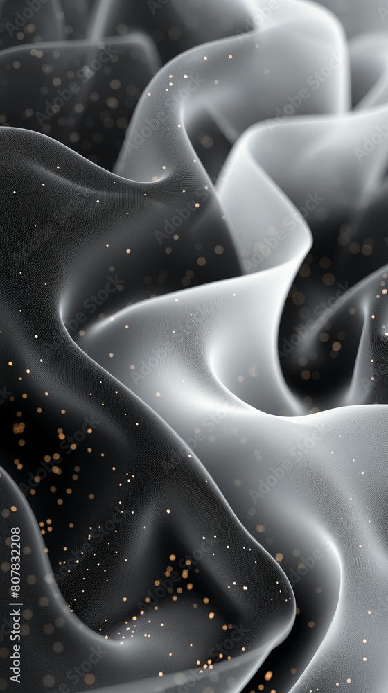 Poster 3d render of a molecule, fractal waves background
