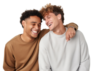 PNG Male friends with arm smile laughing adult.