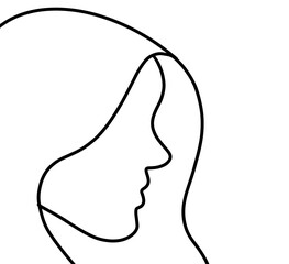 silhouette of a person, woman , head drawing thin lines 