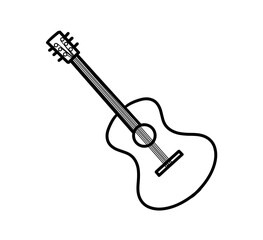 Guitar illustration icon on white instrument, music, learning 