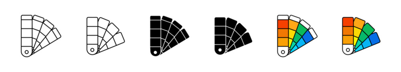 Palette colours icons. Choice color paint icons set. Guide book, pantone vector icon set