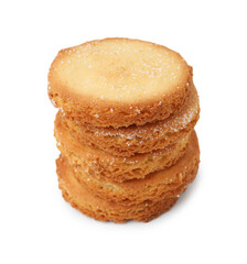 Stacked tasty sugar cookies isolated on white
