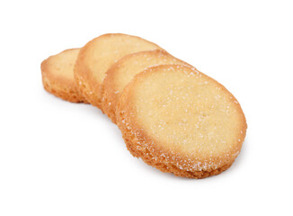 Tasty sweet sugar cookies isolated on white