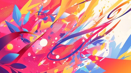 Colorful summer abstract background with playful geometric elements