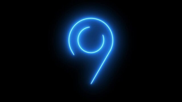 Neon location icon GPS location pointer animated icon. 4K white on black with alpha.
