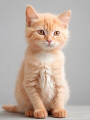 gentle peachcolored kitty on a white background