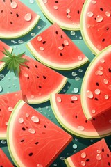 pattern of watermelon slices with soft colors