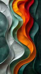 abstract colorful background, green, white, orange waves  
