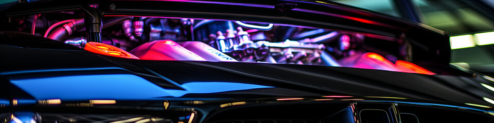 Customized intake manifold of a high-performance vehicle gleams under precise studio lighting