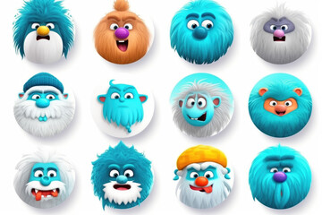Fototapeta premium A variety of stylized cartoon monster faces exhibiting different expressions and personalities