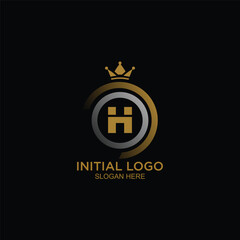 initial logo with crown icon, initial logo king