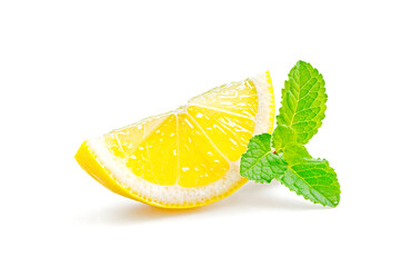 Lemon and mint isolated on white background. 