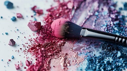 Makeup, mixing colors and textures with makeup brush, empowerment confidence acceptance positivity inspiration